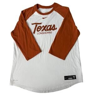 Nike Texas Longhorns Mens Baseball Tee Orange 3/4 Sleeve Size L Dri-Fit